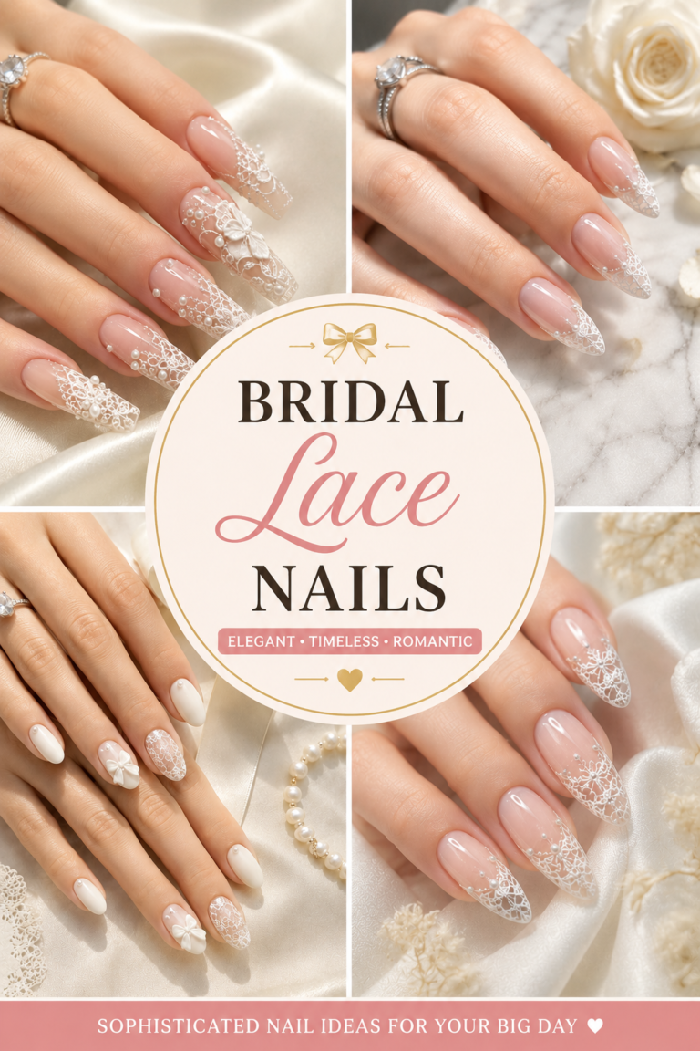 20 Bridal Lace Nails That Are Romantic Perfect and Pure