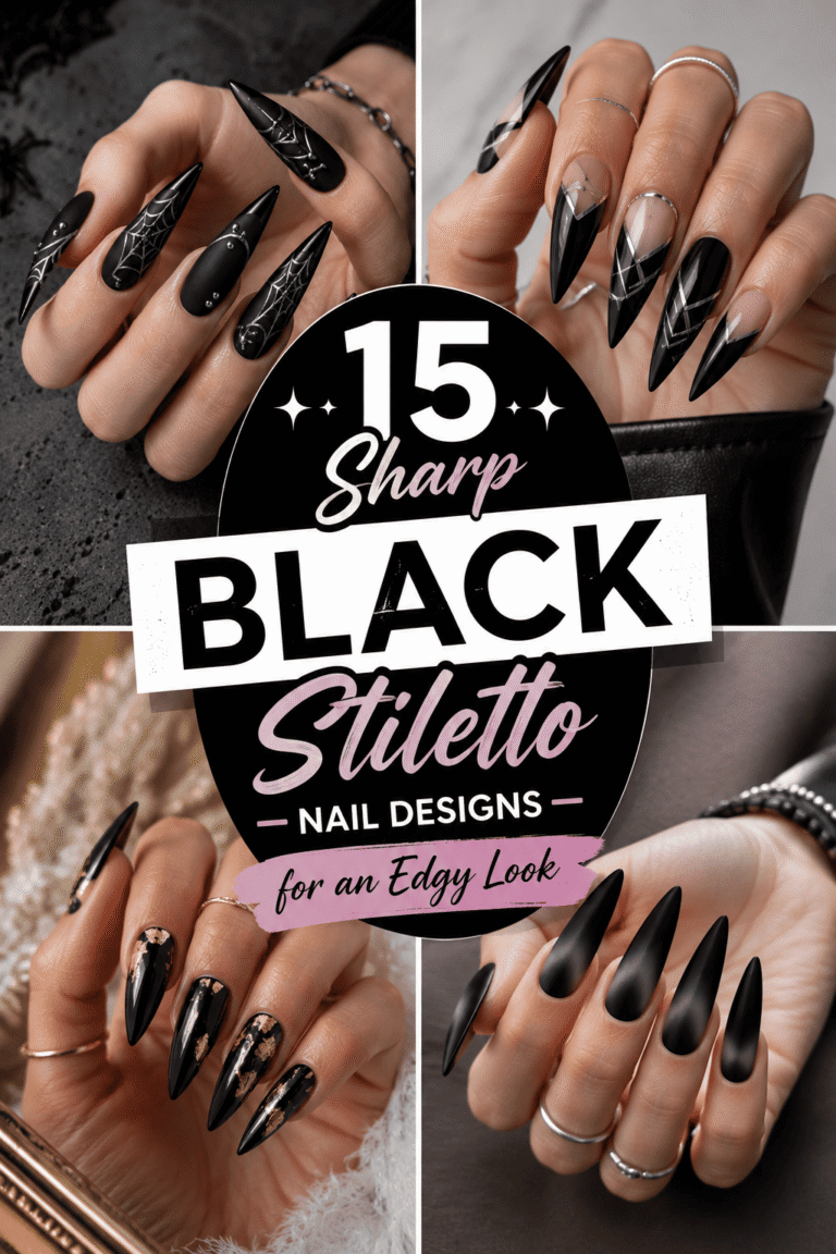15 Sharp Black Stiletto Nail Designs for an Edgy Look