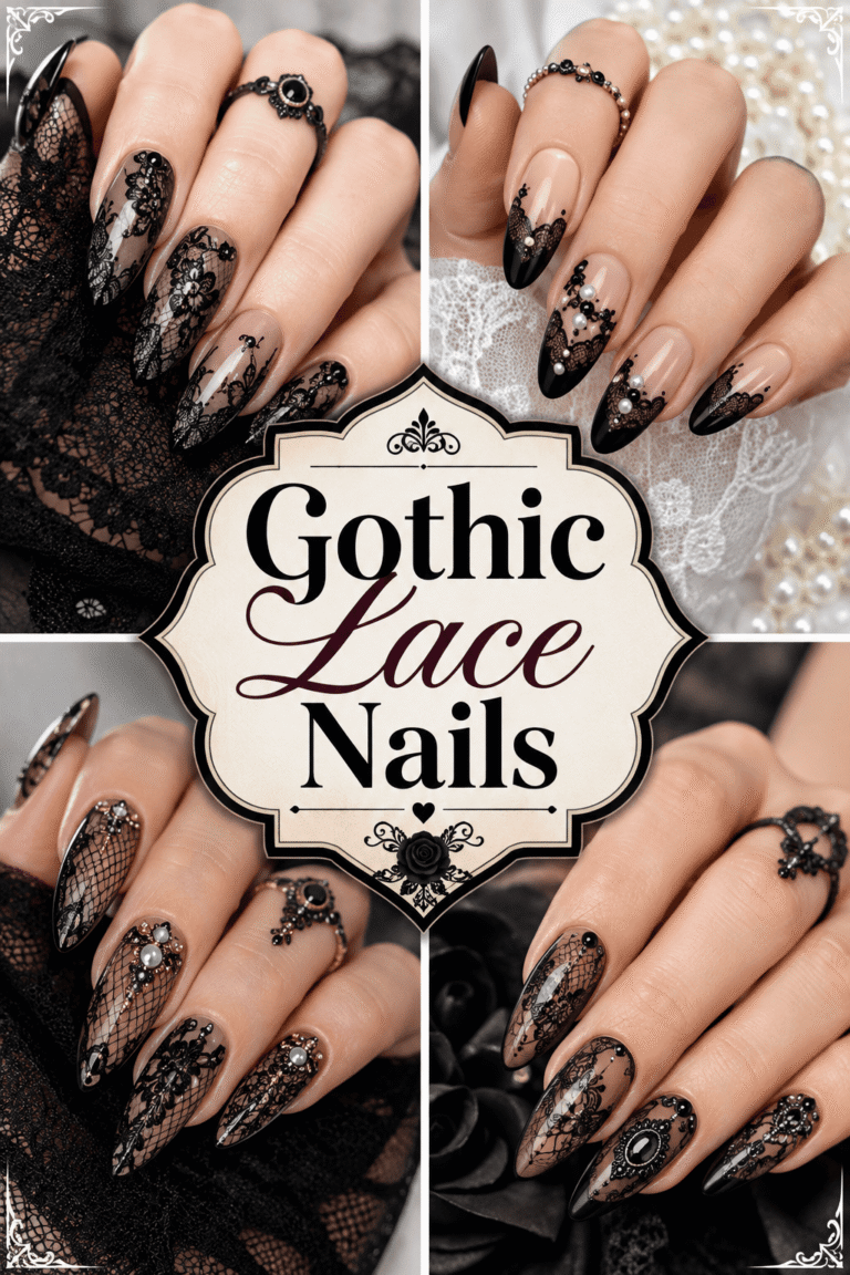 15 Gothic Lace Nails That Are Dark Edgy and Stunning